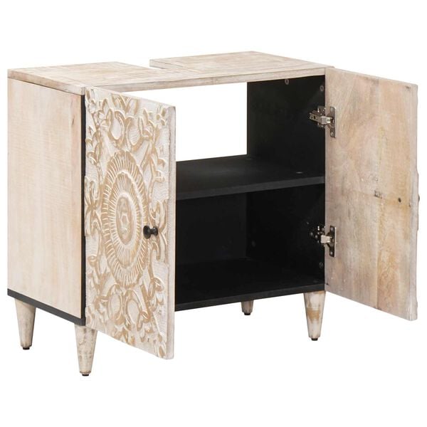 vidaXL Vannitoa kraanikausi kapp Valge 62 x 33 x 58 cm Tugev mango puu