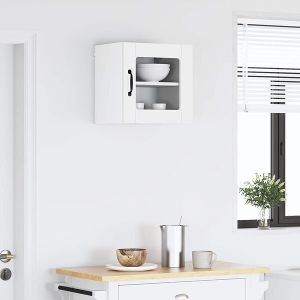 vidaXL K&ouml;&ouml;gikapp uksega Kergelt l&auml;ikiv valge 40 x 31 x 40 cm Tehispuit