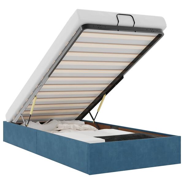 vidaXL Ottomani voodiraam ilma madratsita, tumesinine, 90x200cm, samet