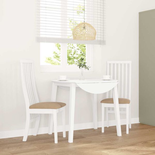 vidaXL söögitoolid patjadega, 2 tk, valge, kautšukipuit