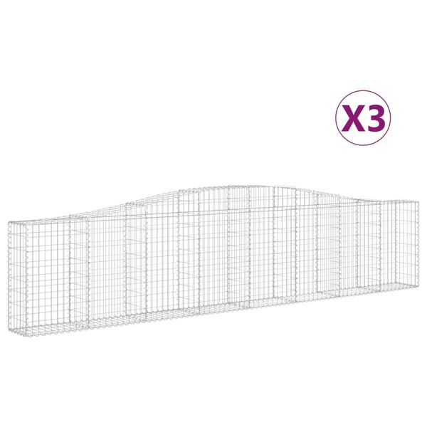 vidaXL kaarekujulised gabioonkorvid 3 tk, 400x30x80/100 cm, raud