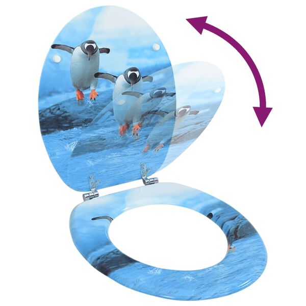 vidaXL WC prill-laud kaanega, MDF, pingviinidisainiga