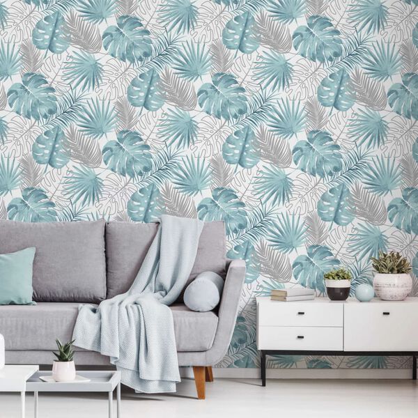 DUTCH WALLCOVERINGS tapeet, monstera lehed, sinine