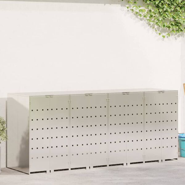 vidaXL Ratta prügikasti hoidmine 3 prügikasti jaoks Hõbedane