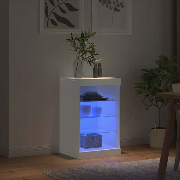 vidaXL puhvetkapp LED-tuledega, valge, 41 x 37 x 67 cm