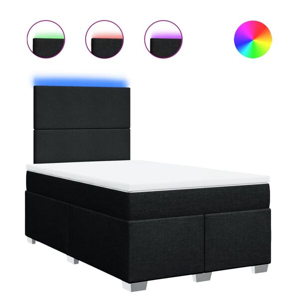 vidaXL kontinentaalvoodi madratsiga, must, 120x200 cm, kangas