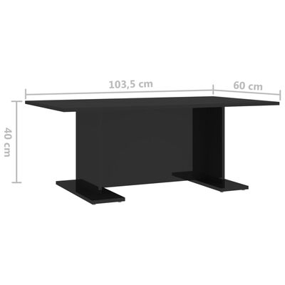 vidaXL kohvilaud, kõrgläikega, must, 103,5x60x40 cm, puitlaastplaat