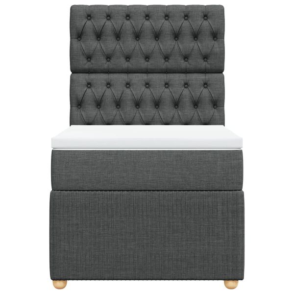 vidaXL kontinentaalvoodi madratsiga, tumehall, 90x200 cm, kangas