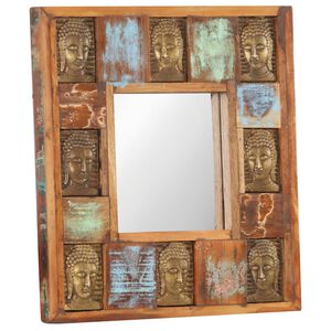 vidaXL peegel Buddha piltidega, 50 x 50 cm, taastatud puit