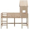 vidaXL kõrge voodi redeli ja katusega, 90x200 cm, männipuit