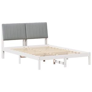 vidaXL Voodi raam peaga Valge 135 x 190 cm Tahke m&auml;nd