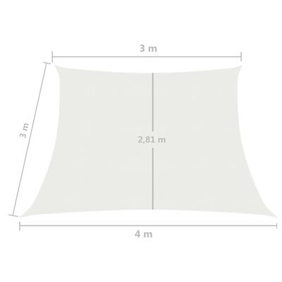 vidaXL päikesepuri 160 g/m² valge 3/4x3 m HDPE