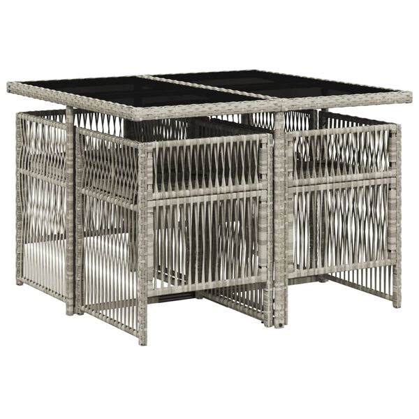 vidaXL 5-osaline aiam&ouml;&ouml;bli komplekt patjadega, helehall, pol&uuml;rotang