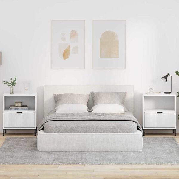 vidaXL &Ouml;&ouml;lambi kapp sahtliga 2 pcs Valge 49 x 36 x 61 cm Tehispuit