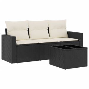 vidaXL 4-osaline aiadiivani komplekt patjadega, must, pol&uuml;rotang