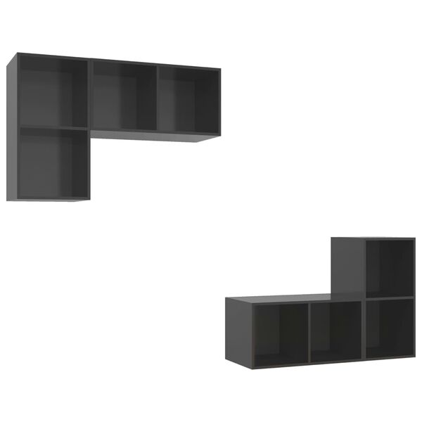 vidaXL seina telerikapid, 4 tk, kõrgläikega hall, tehispuit