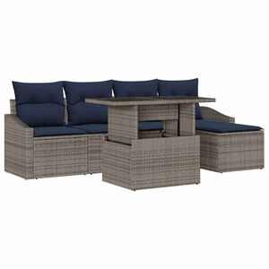 vidaXL Aia Diivanikomplekt padjaga 6 pcs Hall ja Merev&auml;e Sinine