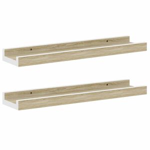 vidaXL seinariiulid, 2 tk, valge ja Sonoma tamm, 40 x 9 x 3 cm