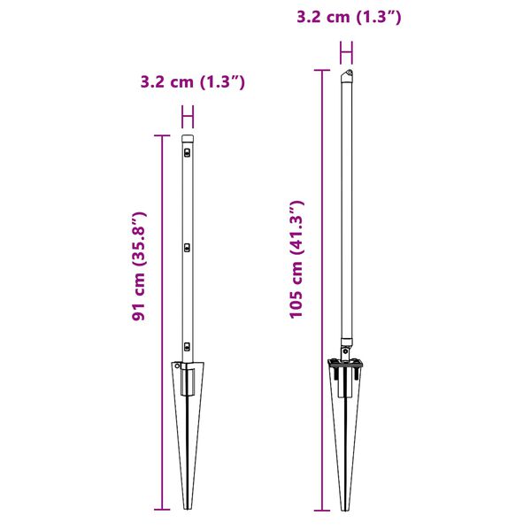 vidaXL Aiapost Muu 26 pcs Hall 3,2 x 3,2 x 60 cm Teras