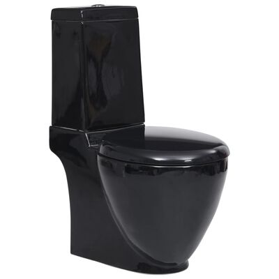 vidaXL keraamiline ümar WC pott alumise veevooluga, must