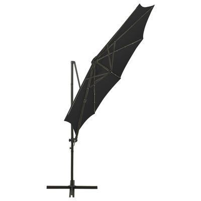 vidaXL konsooldisainiga päikesevari posti ja LEDiga, must, 300 cm