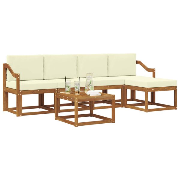 vidaXL V&auml;li diivanikomplekt 6 pcs Looduslik ja kreem Tugev akatsiapuu