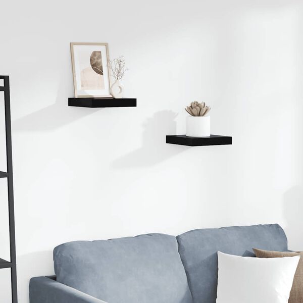 vidaXL seinariiulid, 2 tk, kõrgläikega must, 23 x 23,5 x 3,8 cm MDF