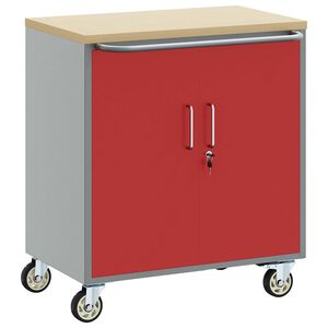 vidaXL Veok&auml;ru rullik riiuliga rattaga Punane ja hall 75 x 45 x 85 cm