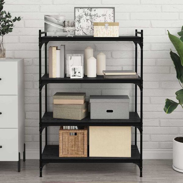 vidaXL Raamatute riiuli plaat 4 pcs Must 80 x 40 x 1,5 cm Tehispuit