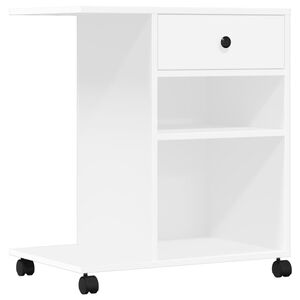 vidaXL ratastega printerialus, valge, 60x40x68,5 cm