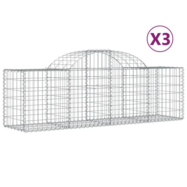vidaXL kaarekujulised gabioonkorvid 3 tk, 200x50x60/80 cm, raud