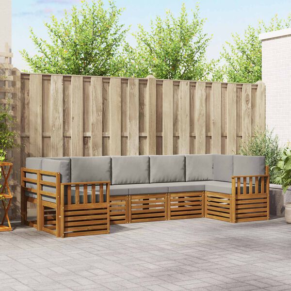 vidaXL Diivanikomplektid 7 pcs Looduslik ja Hele Hall Tugev akatsiapuu