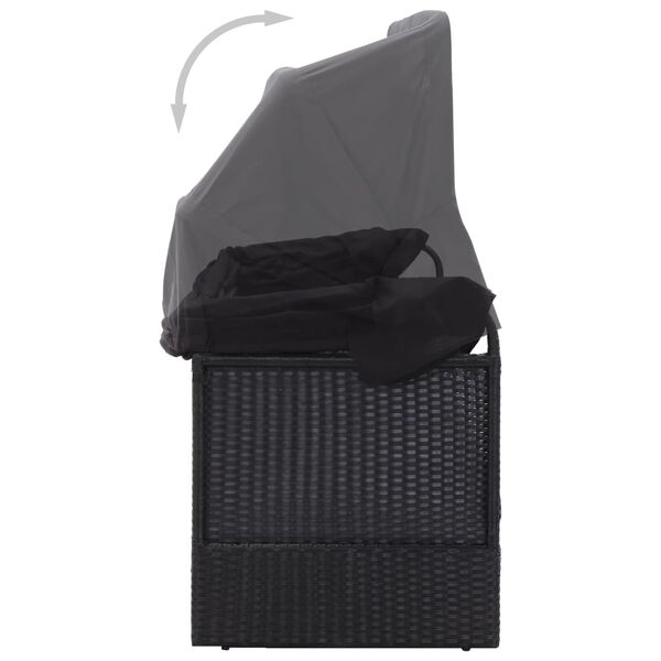 vidaXL aia diivanvoodi varikatusega, polürotang, must