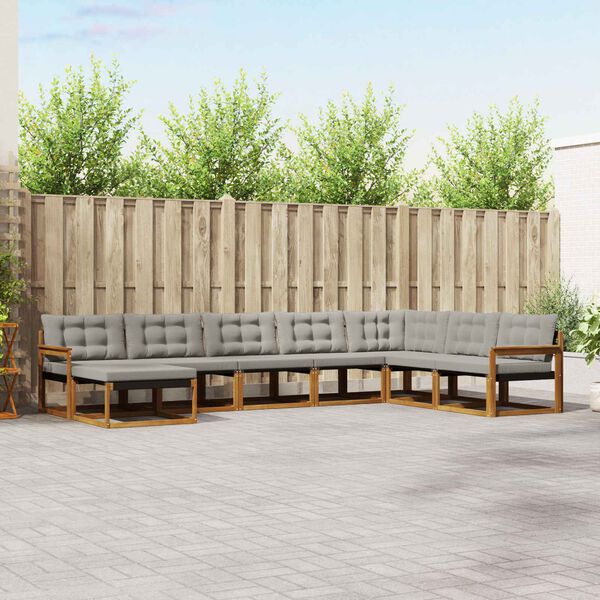 vidaXL V&auml;li diivanikomplekt padjaga 8 pcs Looduslik ja Hele Hall