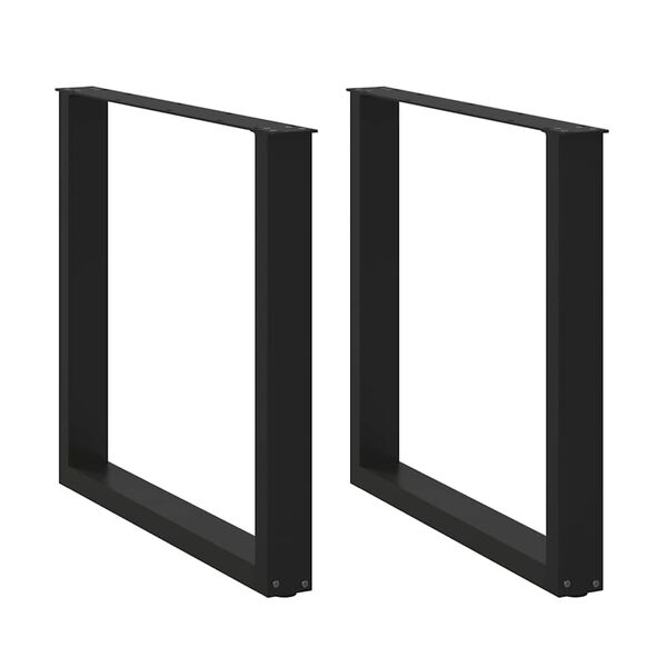 vidaXL söögilaua jalad U-kujulised, 2 tk, mustad, 90 x (72–73) cm, terasest