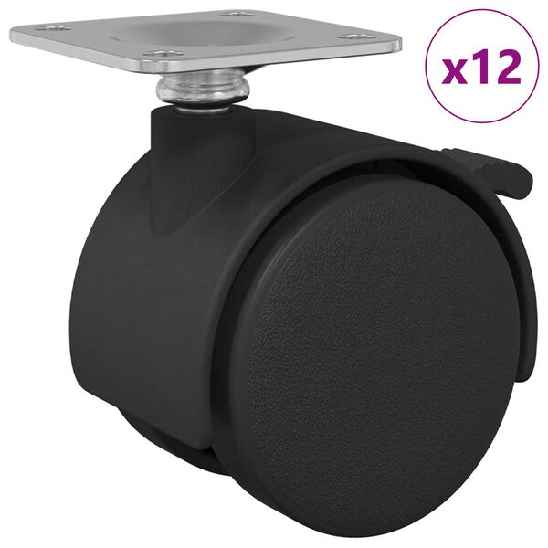 vidaXL Rattake 12 pcs Must 39,5 x 39,5 x 37,8 mm Raud ja pol&uuml;prop&uuml;leen