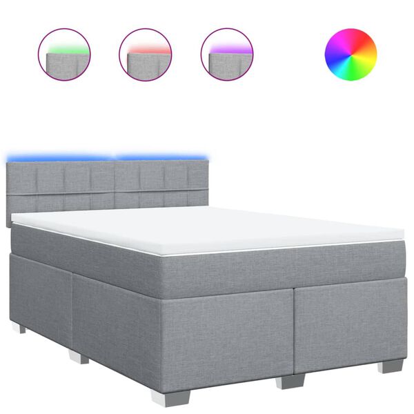 vidaXL kontinentaalvoodi madratsiga, helehall, 140x190 cm, kangas