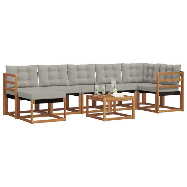 vidaXL V&auml;li diivanikomplekt padjaga 8 pcs Looduslik ja Hele Hall