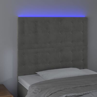 vidaXL LED-voodipeats, helehall, 90x5x118/128 cm, samet