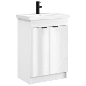vidaXL Vannitoa m&ouml;&ouml;bleset Valge 56 x 37,5 x 81 cm Tehispuit