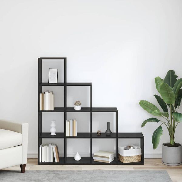 vidaXL Ruumi Jagaja Raamatukapp Must tamm 131,5 x 29 x 131,5 cm