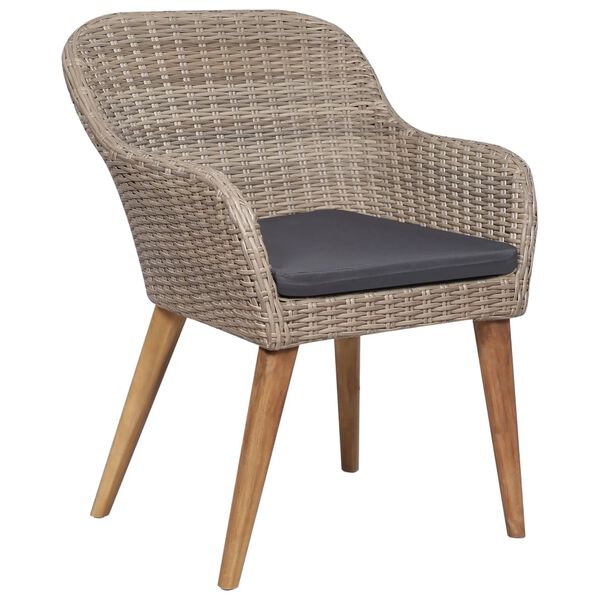 vidaXL 7-osaline aiamööblikomplekt patjadega, polürotang