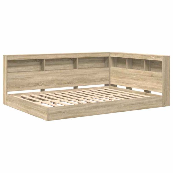 vidaXL Raamatukapitsee voodi peaga Sonoma tamm 160 x 200 cm Tehispuit