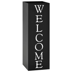 vidaXL vihmavarjuhoidja, Welcome, terasest, must