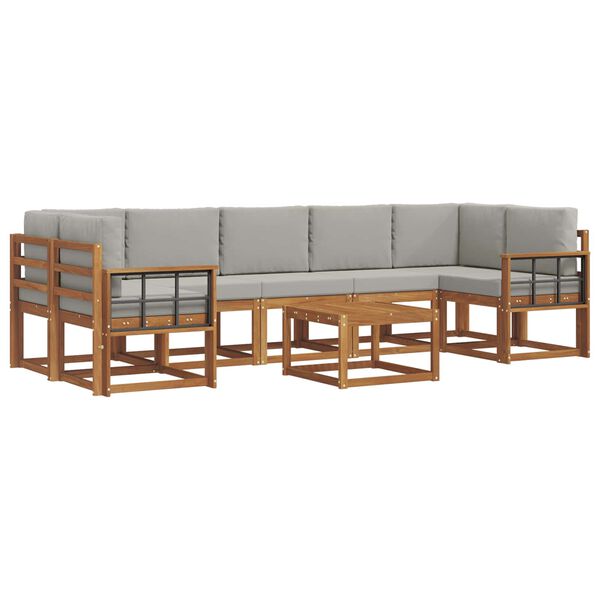 vidaXL V&auml;li diivanikomplekt padjaga 8 pcs Looduslik ja Hele Hall