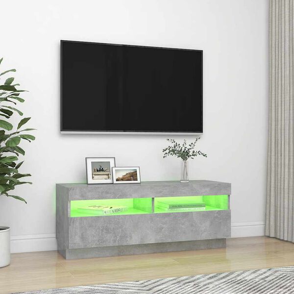 vidaXL telerialus LED-tuledega, betoonhall, 100 x 35 x 40 cm