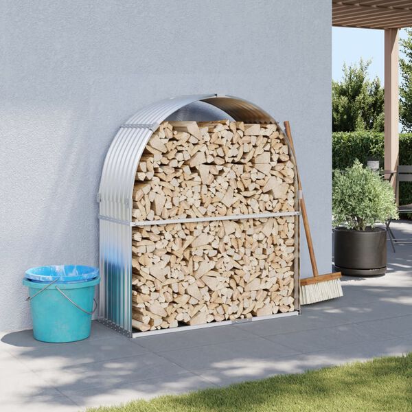 vidaXL küttepuude alus, hõbedane, 120 x 45 x 140 cm, tsingitud teras