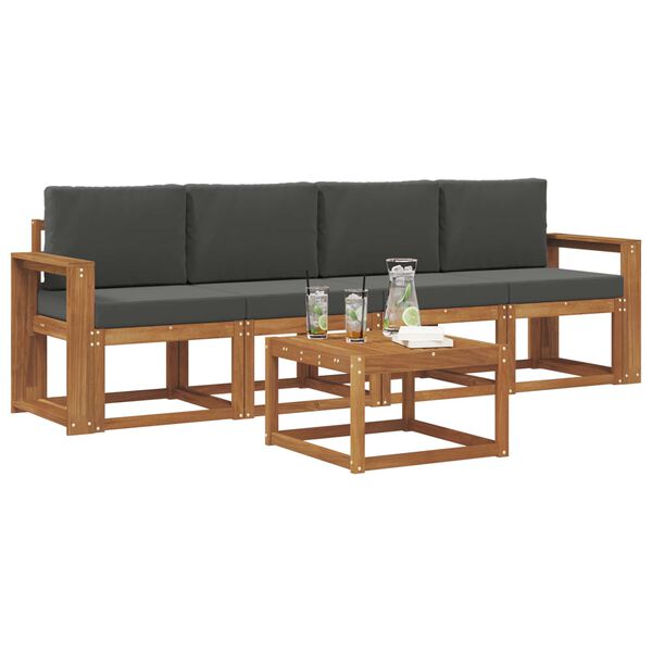 vidaXL V&auml;li diivanikomplekt padjaga 5 pcs Looduslik ja antriit