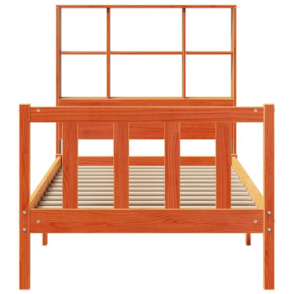 vidaXL riiuliga voodi ilma madratsita, vahapruun, 90x200 cm, m&auml;nnipuit