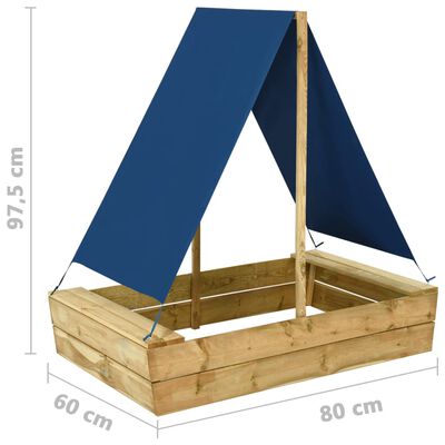 vidaXL liivakast katusega 80x60x97,5 cm immutatud männipuidust